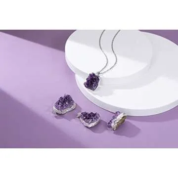 Jovivi Amethyst Cluster Necklace - Healing Crystal Jewelry