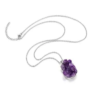 Jovivi Amethyst Cluster Necklace - Healing Crystal Jewelry