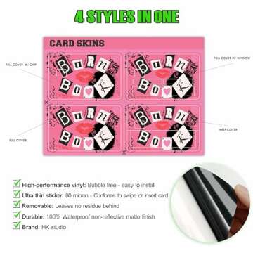 Debit Card Skin Cover Sticker - Burn Book 4Pcs Credit Card Sticker Protecting & Personalizing Bank, ...