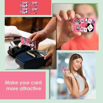 Debit Card Skin Cover Sticker - Burn Book 4Pcs Credit Card Sticker Protecting & Personalizing Bank, EBT, Metro, Key Card - No Bubble, Slim, Waterproof, Removable