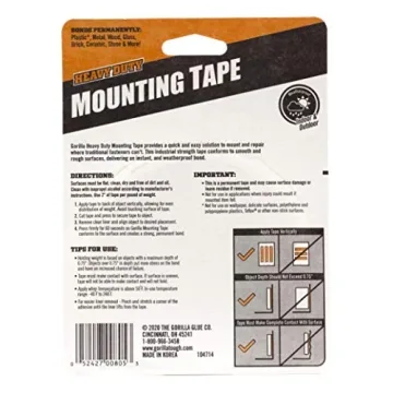 Gorilla Heavy Duty Double Sided Mounting Tape - 60 lbs Hold