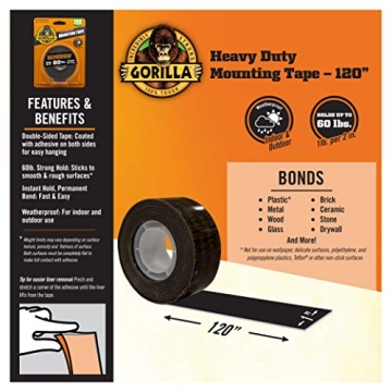 Gorilla Heavy Duty Double Sided Mounting Tape - 60 lbs Hold