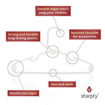 Sharpty Kids Plastic Hangers, Children's Hangers for Baby, Toddler, and Child Clothes - Everyday Sta...