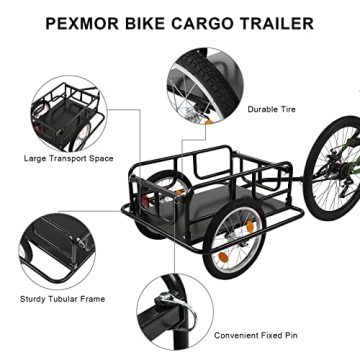 PEXMOR Foldable Bike Cargo Trailer Universal Hitch Large Capacity