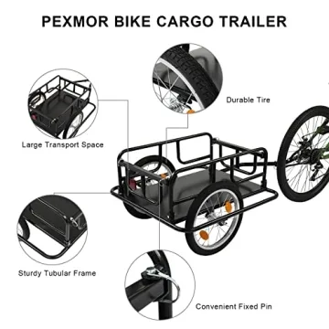PEXMOR Foldable Bike Cargo Trailer Universal Hitch Large Capacity