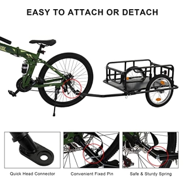 PEXMOR Foldable Bike Cargo Trailer Universal Hitch Large Capacity