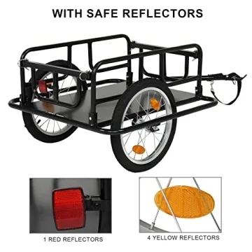 PEXMOR Foldable Bike Cargo Trailer Universal Hitch Large Capacity