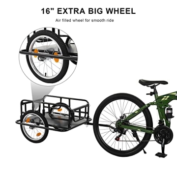 PEXMOR Foldable Bike Cargo Trailer Universal Hitch Large Capacity