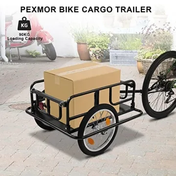 PEXMOR Foldable Bike Cargo Trailer Universal Hitch Large Capacity