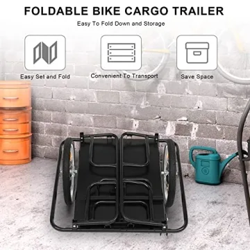 PEXMOR Foldable Bike Cargo Trailer Universal Hitch Large Capacity