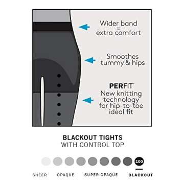 HUE Women's Blackout Tights with Control Top