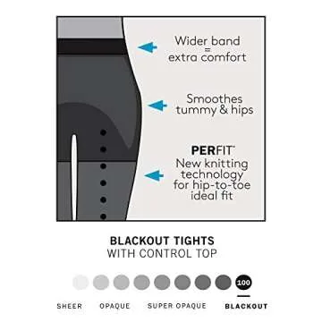 HUE Women's Blackout Tights with Control Top