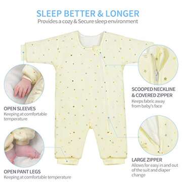 BBTKCARE Sleep Sack - Cotton Wearable Blanket，Warm Baby Pajamas for Toddler 3-6 Month-Yellow