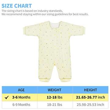 BBTKCARE Sleep Sack - Cotton Wearable Blanket，Warm Baby Pajamas for Toddler 3-6 Month-Yellow