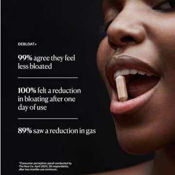 The Nue Co. DEBLOAT+ Supplement, Bloating, Soothes Gas and Abdominal Pain, Immunity Support, Improves Gut Health, Vegan, Gluten Free, 60 Cap