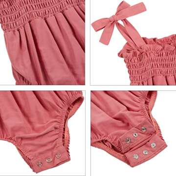 Mommy and Me Floral Smocked Dress Sleeveless Sundress Adjustable Strappy Summer Casual Dress (X-Large, Pink)