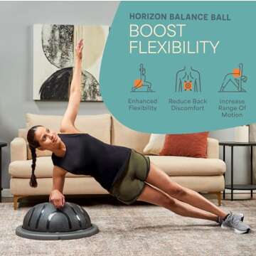 Lifepro Half Balance Ball Trainer - Stability Ball for Exercise, Full-Body Workouts, Home Gym, and P...