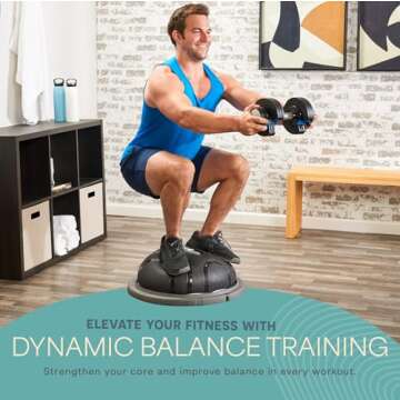 Lifepro Half Balance Ball Trainer - Stability Ball for Exercise, Full-Body Workouts, Home Gym, and Physical Therapy - Non-Slip Equipment for Balance Training