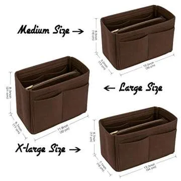 Bridawn Felt Handbag Organizer Purse Insert Tote Shaper with Keys Chain compatible with LV Speedy, Neverfull, Longchamp