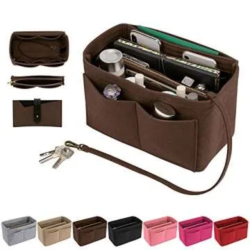 Bridawn Felt Handbag Organizer Purse Insert Tote Shaper with Keys Chain compatible with LV Speedy, Neverfull, Longchamp