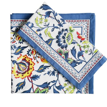 Fingercraft Cotton Linen Floral Napkins Set of 12 for Elegant Dining