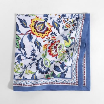 Fingercraft Cotton Linen Floral Napkins Set of 12 for Elegant Dining