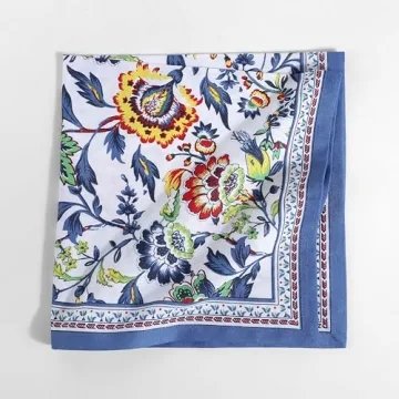 Fingercraft Cotton Linen Floral Napkins Set of 12 for Elegant Dining