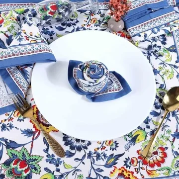 Fingercraft Cotton Linen Floral Napkins Set of 12 for Elegant Dining