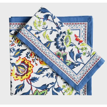 Fingercraft Cotton Linen Floral Napkins Set of 12 for Elegant Dining