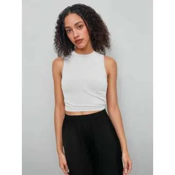 CIDER Stylish Sleeveless Ruched Crop Top for Women