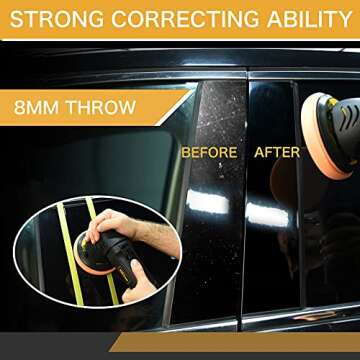 Dual Action Polisher,Car Buffer 5inch Random Orbital Polisher 6 Variable Speed Waxing Kit for Car Detailing Polishing(10 Items)