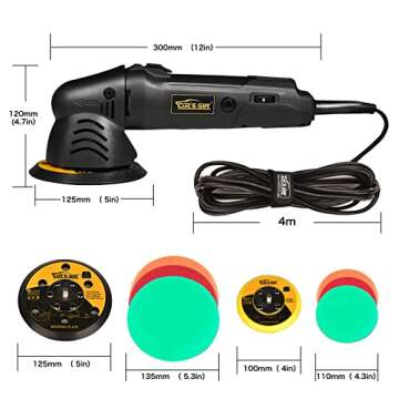 Dual Action Polisher,Car Buffer 5inch Random Orbital Polisher 6 Variable Speed Waxing Kit for Car Detailing Polishing(10 Items)