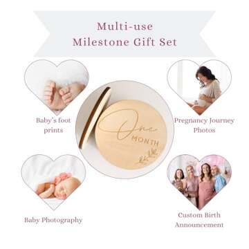 Baby Milestone Wooden Circles with Announcement Sign