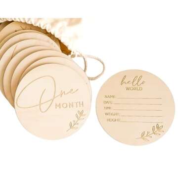 Baby Milestone Wooden Circles with Announcement Sign