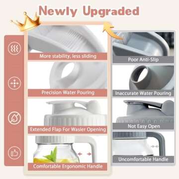 2 Pack Wide Mouth Mason Jar Lids V-Shaped with Handle, Mason Jar Pour Spout Lid with Extended Flip L...