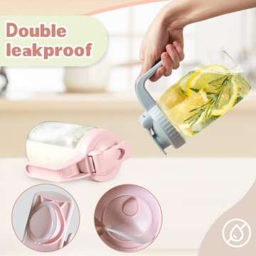 2 Pack Wide Mouth Mason Jar Lids V-Shaped with Handle, Mason Jar Pour Spout Lid with Extended Flip Lid Easy to Open, Airtight Leak Proof and Durable