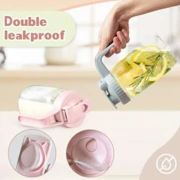 2 Pack Wide Mouth Mason Jar Lids V-Shaped with Handle, Mason Jar Pour Spout Lid with Extended Flip Lid Easy to Open, Airtight Leak Proof and Durable