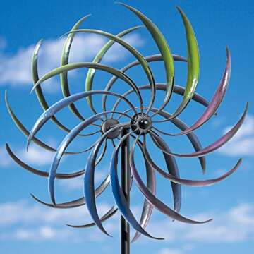Bits and Pieces - The Original Rainbow Wind Spinner - Decorative Lawn Ornament Wind Mill - Tri-Color...