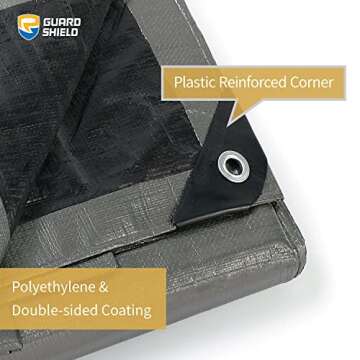 GUARD SHIELD Heavy Duty Tarp 8x10 Feet Silver/Black Multi Purpose Thick Waterproof Poly Tarp Cover 1...