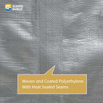 GUARD SHIELD Heavy Duty Tarp 8x10 Feet Silver/Black Multi Purpose Thick Waterproof Poly Tarp Cover 10mil