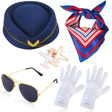 Beelittle Women's Stewardess Costume Accessories - Flight Attendant Hat Set