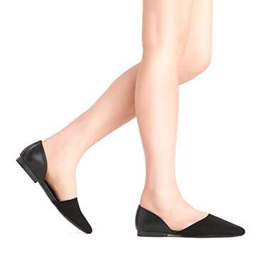 DREAM PAIRS Womens Pointed Toe Slip on Elegant Ballet Flat Shoes - Comfortable Flats for Work, Walking & Shopping, Black/Suede - 8 (DFA216)