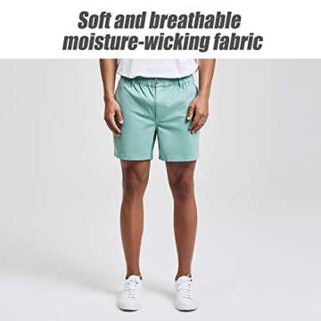 maamgic Men's Classic-fit 5.5" Cotton Casual Shorts Elastic Waistband with Multi-Pocket Daily Wear W...