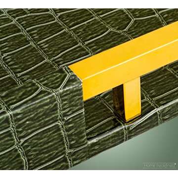 Home Redefined 18"x12" Rectangle Serving Tray Alligator Green Beautiful Modern Elegant Decorative Tray with Gold Polished Metal Handles Room Decor Ottoman Coffee Table Tray for All Occasion's