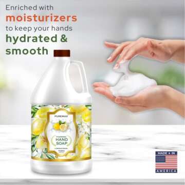 Puremax Foaming Hand Soap Refills | Lemon Basil | All-Natural | Gentle, Moisturizing | Made in USA | 128 Fl Oz (1 Gallon)
