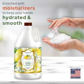 Puremax Foaming Hand Soap Refills | Lemon Basil | All-Natural | Gentle, Moisturizing | Made in USA | 128 Fl Oz (1 Gallon)