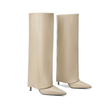 Goolita Women's Knee High Stiletto Heel Boots for Comfort