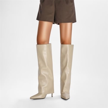 Goolita Women's Knee High Stiletto Heel Boots for Comfort