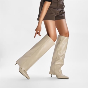 Goolita Women's Knee High Stiletto Heel Boots for Comfort