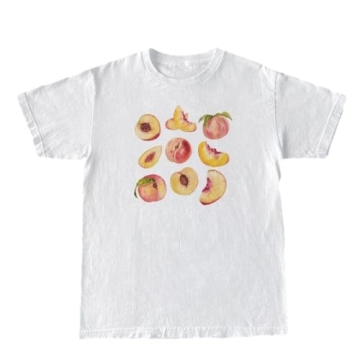 Vintage Peaches Printed Graphic Tee for Women